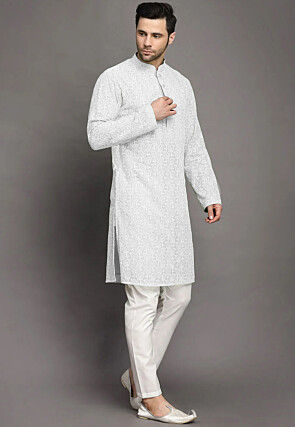 Chikankari Georgette Kurta Set in White