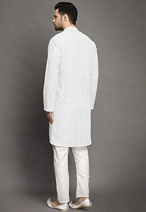Chikankari Georgette Kurta Set in White