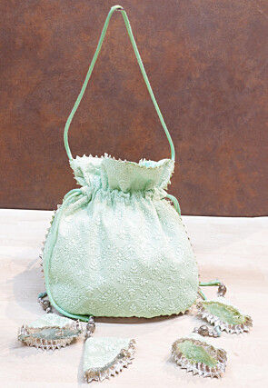 Chikankari Georgette Potli Bag in Pastel Green