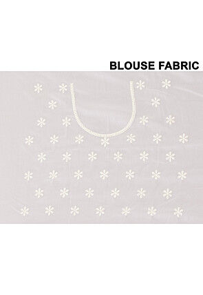 Chikankari Georgette Scalloped Saree in Cream