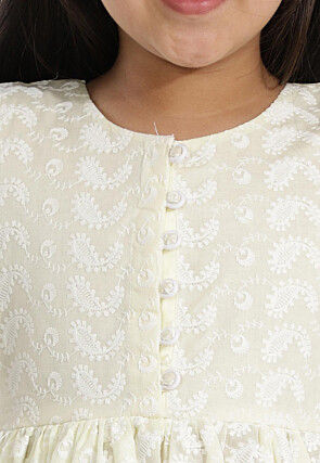 Chikankari Pure Cotton A Line Kurta Set in Cream
