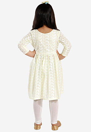 Chikankari Pure Cotton A Line Kurta Set in Cream