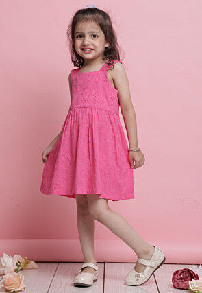 Chikankari Pure Cotton Dress in Pink