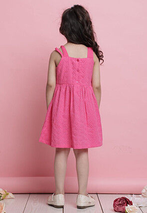 Chikankari Pure Cotton Dress in Pink