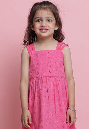 Chikankari Pure Cotton Dress in Pink