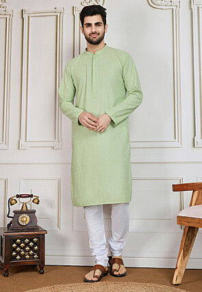 Chikankari Pure Cotton Kurta in Light Green