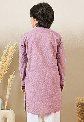 Chikankari Pure Cotton Kurta in Light Purple