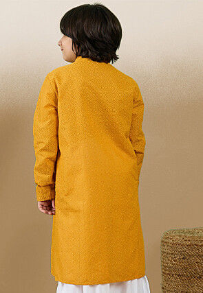 Chikankari Pure Cotton Kurta in Mustard