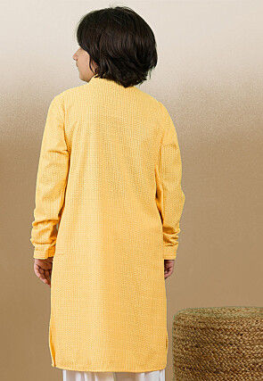 Chikankari Pure Cotton Kurta in Mustard