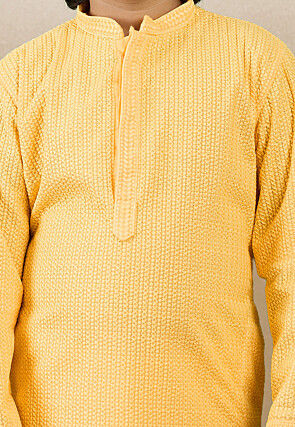 Chikankari Pure Cotton Kurta in Mustard