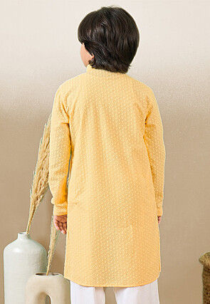 Chikankari Pure Cotton Kurta in Yellow
