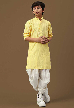 Chikankari Pure Cotton Kurta Set in Yellow