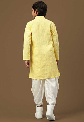 Chikankari Pure Cotton Kurta Set in Yellow