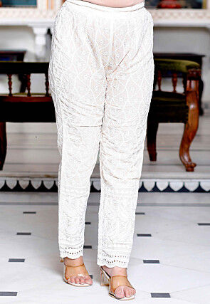 Chikankari Pure Cotton Pakistani Suit in Cream