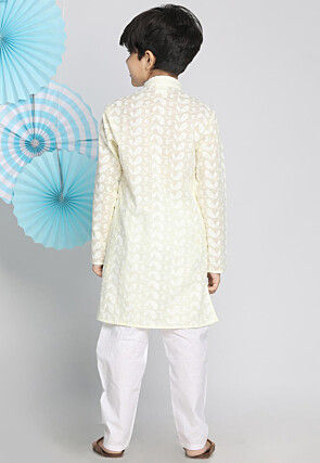 Chikankari Pure Cotton Sherwani Set in Cream