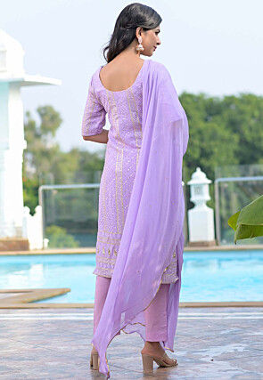 Chikankari Pure Georgette Pakistani Suit in Purple