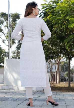 Chikankari Rayon Pakistani Suit in White