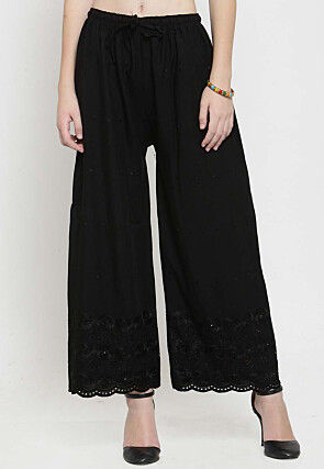 Chikankari Rayon Palazzo in Black