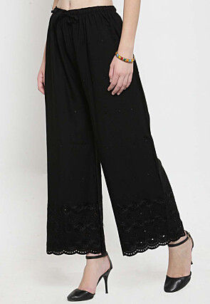 Chikankari Rayon Palazzo in Black