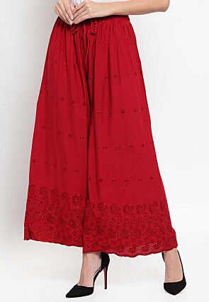 The solid red colour palazzo in comfortable fabric with best