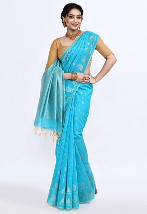 South Indian Sico Saree in Blue