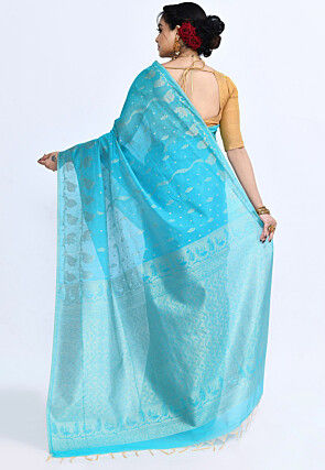 South Indian Sico Saree in Blue