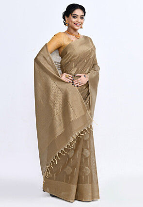 South Indian Sico Saree in Fawn
