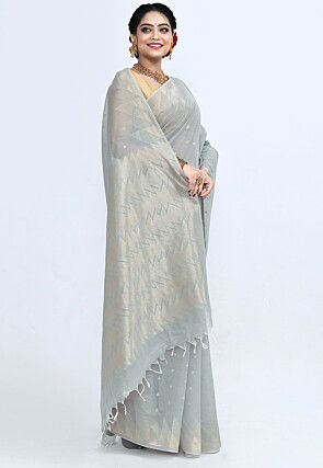 South Indian Sico Saree in Grey
