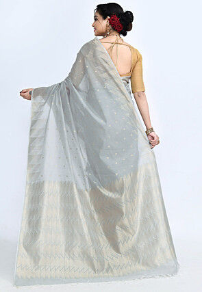 South Indian Sico Saree in Grey