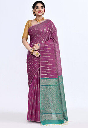South Indian Sico Saree in Magenta