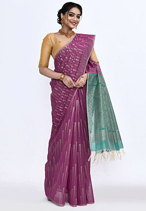 South Indian Sico Saree in Magenta