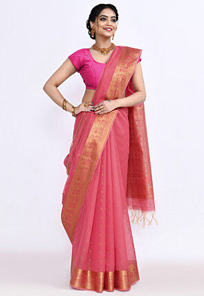 South Indian Sico Saree in Pink
