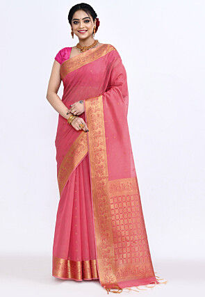 South Indian Sico Saree in Pink
