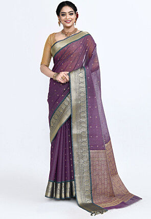 South Indian Sico Saree in Purple