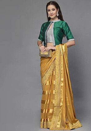 Color Block Art Silk Blouse in Green and Grey