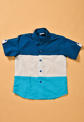Color Block Cotton Shirt in Multicolor