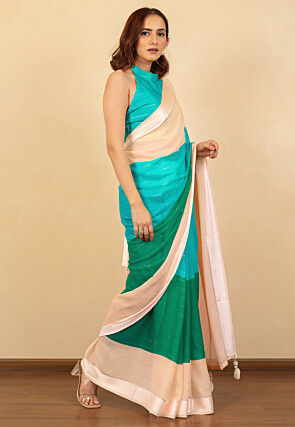 Woven Georgette Saree in Multicolor