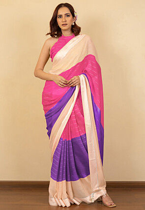 Woven Georgette Saree in Multicolor