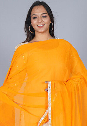 Color Blocked Chiffon Dupatta in Multicolor