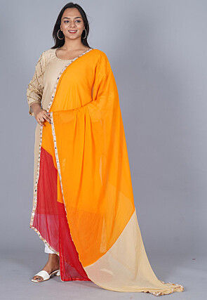 Color Blocked Chiffon Dupatta in Multicolor