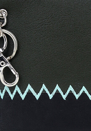 Color Blocked PU Coin Pouch in Olive Green and Black