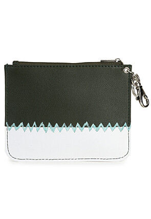 Color Blocked PU Coin Pouch in Olive Green and Black