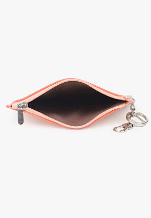 Color Blocked PU Coin Pouch in Pink and Black