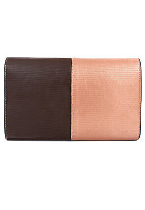 Color Blocked PU Sling Bag in Brown and Peach