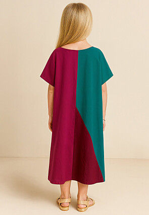 Color Blocked Rayon Maxi Dress in Multicolor