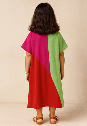 Color Blocked Rayon Maxi Dress in Multicolor