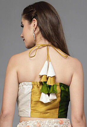 Color Blocked Taffeta Silk Blouse in Multicolor