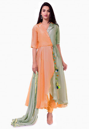Embellished Heavy Peach Lehenga Combination Bridal Dress – Nameera by Farooq