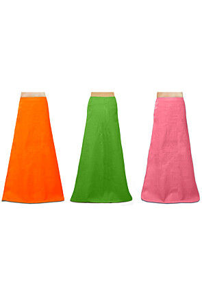 Combo of Solid Color Cotton Petticoat in Orange,Green and Peach