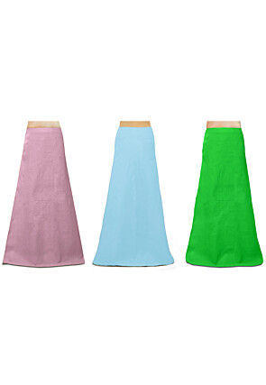 Combo of Solid Color Cotton Petticoat in Purple, Blue and Green